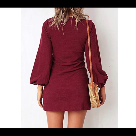 🆕Crewneck Casual Dress Tie Front Dress - Picture 2 of 3